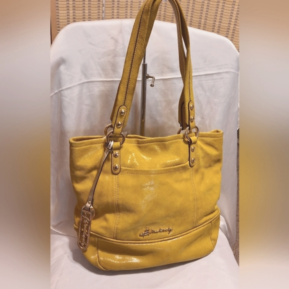 b. makowsky mustard yellow soft Leather purse shoulder bag EUC 11x10
